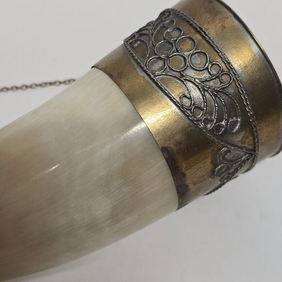 Vintage USSR Georgian Caucasian Horn Traditional Bullhorn Wine Drink Cup - Picture 2 of 8